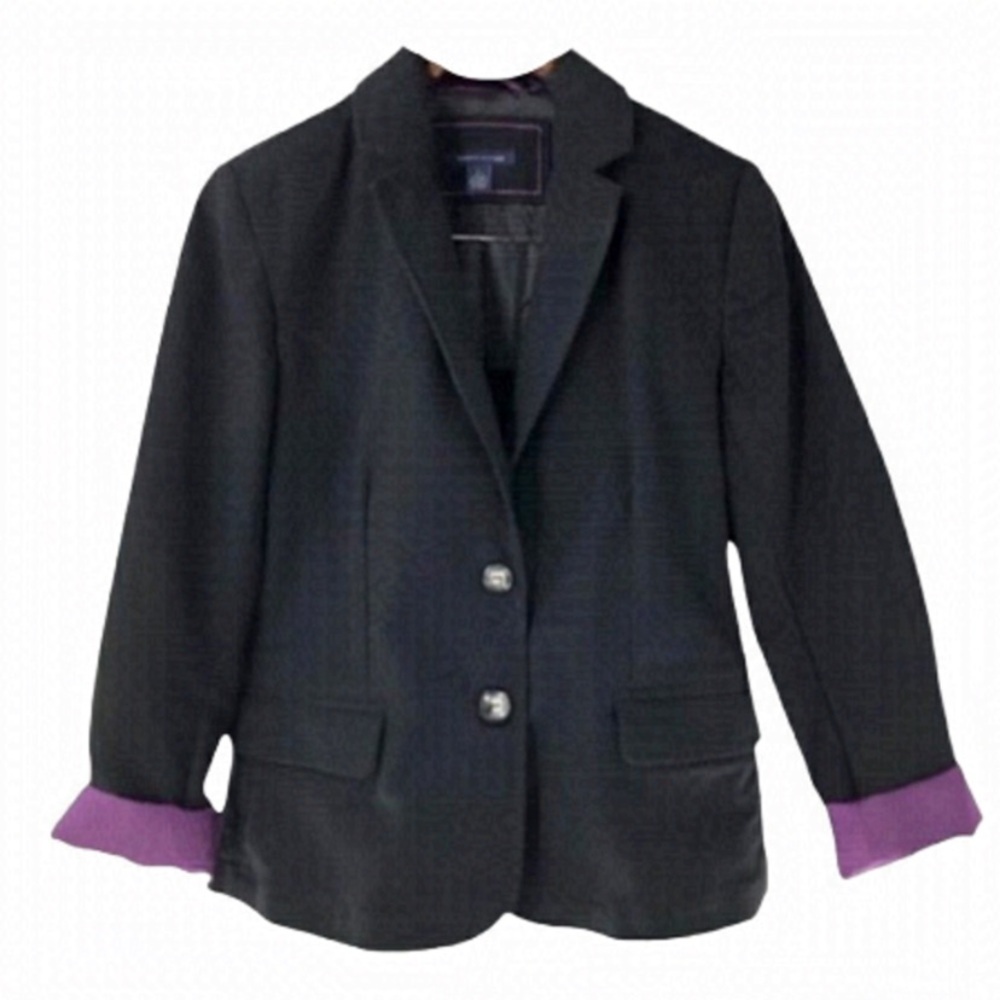Tommy Hilfiger Black with Purple Accents Classic 2 Button Blazer Jacket Small